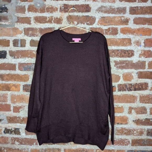 Isaac Mizrahi Large Deep Burgundy‎ Crewneck Pullover Sweater - Picture 1 of 11